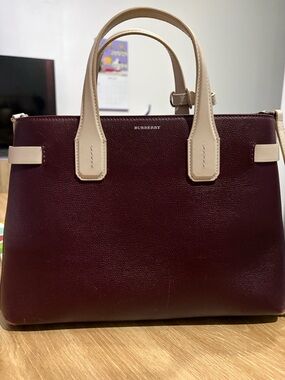 Burberry Banner Bag Medium Burgundy and Cream Satchel